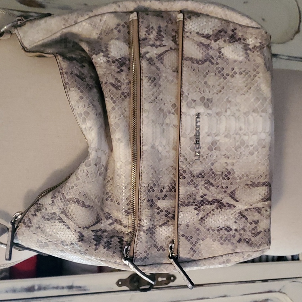 Liz Claiborne Faux Snakeskin Hobo Bag Purse